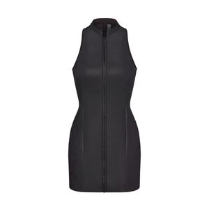 NWT SKIMS RUBBERIZED SCUBA SWIM MOCK NECK ZIP DRESS SIZE XXS